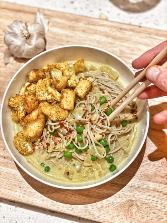 Anti inflammatory turmeric and coconut noodles (V, GF)